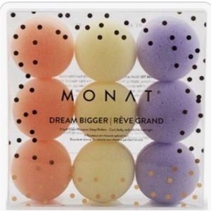 NEW! Set of 9 MONAT Soft Foam Macaron Sleep Rollers for Hair